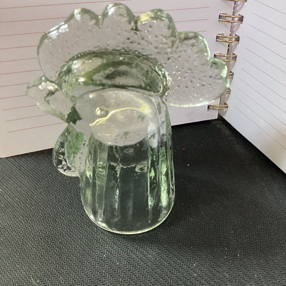 Vintage Glass Rooster Head Bottle Topper Clear Slight Green Cast 4” - Picture 5 of 11